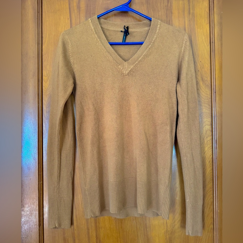 Atmosphere V-Neck Lightweight Sweater in Camel